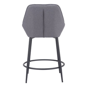 Homeroots Set Of Two 25" Gray And Black Fabric And Steel Counter Height Bar Chairs   555703