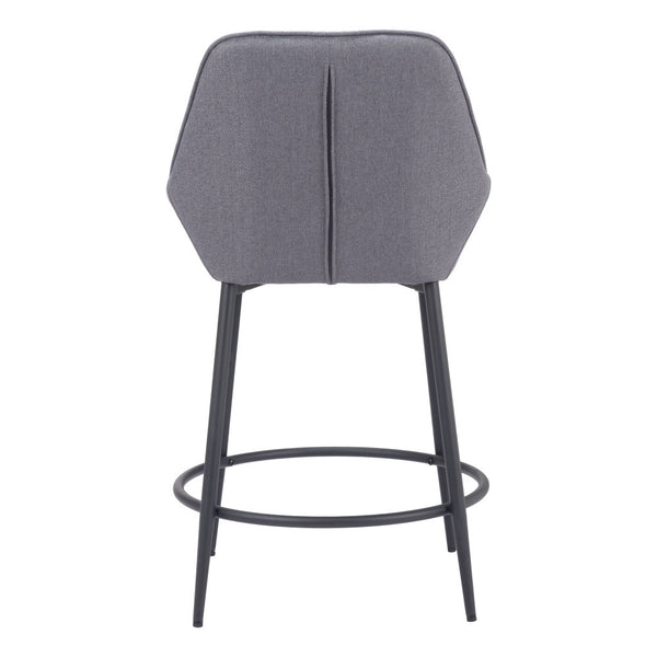 Homeroots Set Of Two 25" Gray And Black Fabric And Steel Counter Height Bar Chairs   555703
