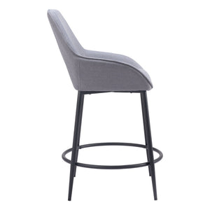 Homeroots Set Of Two 25" Gray And Black Fabric And Steel Counter Height Bar Chairs   555703