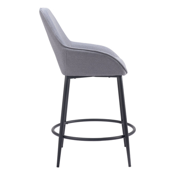 Homeroots Set Of Two 25" Gray And Black Fabric And Steel Counter Height Bar Chairs   555703