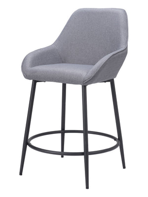 Homeroots Set Of Two 25" Gray And Black Fabric And Steel Counter Height Bar Chairs   555703