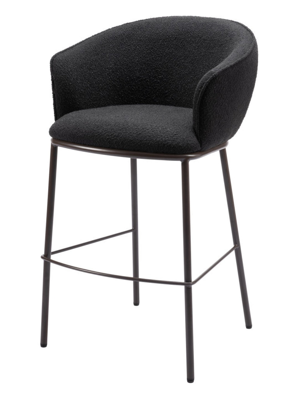 HomeRoots 30" Black and Bronze Shearling Bar Chair - Stylish, Supportive, and Perfect for Modern Spaces! 555704