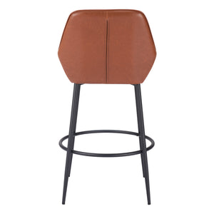 Homeroots Set Of Two 30" Brown And Black Faux Leather And Steel Bar Height Bar Chairs   555707