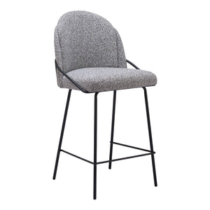 HomeRoots Set of Two 26" Black and White Faux Shearling Bar Chairs – Modern Comfort for Home & Cafe Use 555708