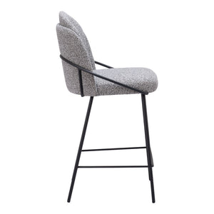 HomeRoots Set of Two 26" Black and White Faux Shearling Bar Chairs – Modern Comfort for Home & Cafe Use 555708