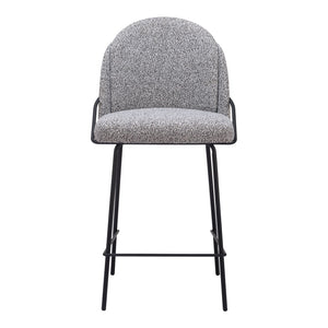 HomeRoots Set of Two 26" Black and White Faux Shearling Bar Chairs – Modern Comfort for Home & Cafe Use 555708