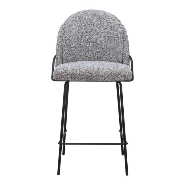 HomeRoots Set of Two 26" Black and White Faux Shearling Bar Chairs – Modern Comfort for Home & Cafe Use 555708