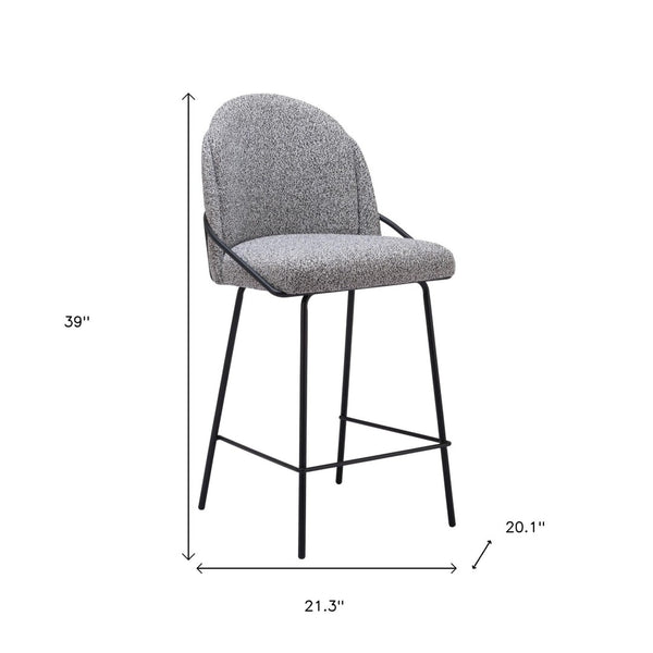 HomeRoots Set of Two 26" Black and White Faux Shearling Bar Chairs – Modern Comfort for Home & Cafe Use 555708