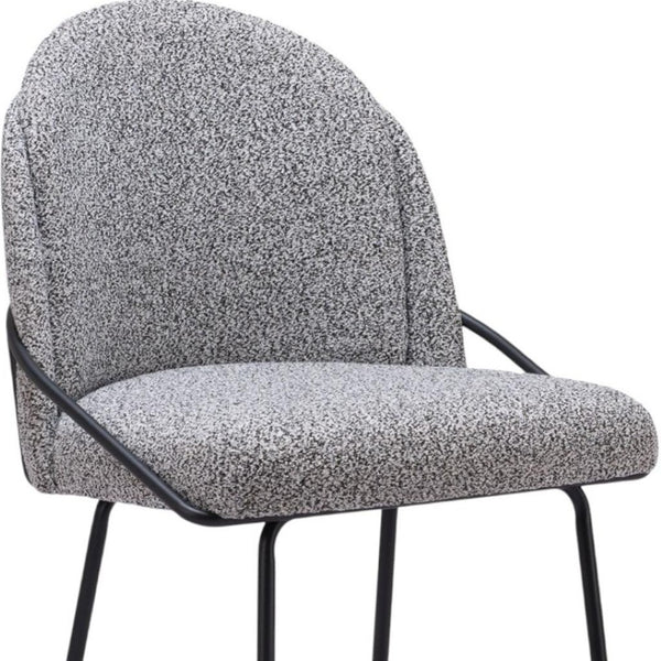 HomeRoots Set of Two 26" Black and White Faux Shearling Bar Chairs – Modern Comfort for Home & Cafe Use 555708