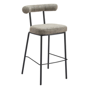 HomeRoots 30" Green Chenille Bar Chair with Black Steel Base - Modern Bucket Seat for Stylish Home Bars 555711