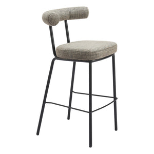 HomeRoots 30" Green Chenille Bar Chair with Black Steel Base - Modern Bucket Seat for Stylish Home Bars 555711