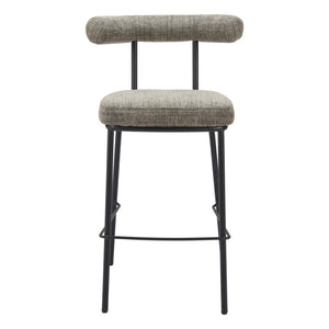 HomeRoots 30" Green Chenille Bar Chair with Black Steel Base - Modern Bucket Seat for Stylish Home Bars 555711