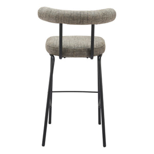 HomeRoots 30" Green Chenille Bar Chair with Black Steel Base - Modern Bucket Seat for Stylish Home Bars 555711