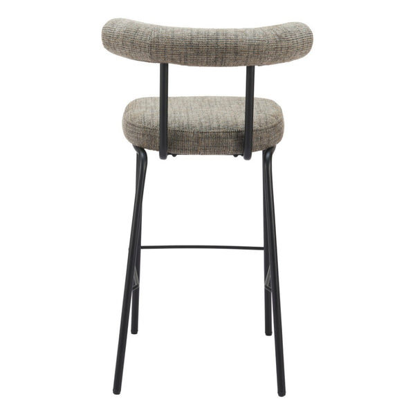 HomeRoots 30" Green Chenille Bar Chair with Black Steel Base - Modern Bucket Seat for Stylish Home Bars 555711