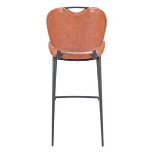 Homeroots 30" Brown And Black Faux Leather And Steel Low Back Bar Height Bar Chair   555714