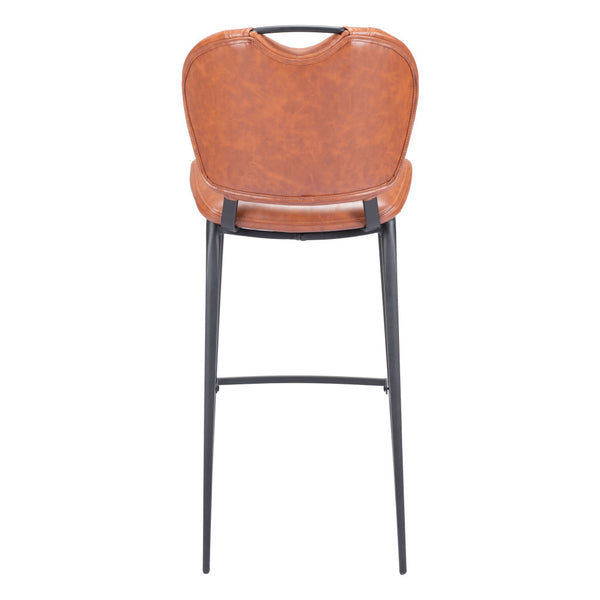 Homeroots 30" Brown And Black Faux Leather And Steel Low Back Bar Height Bar Chair   555714