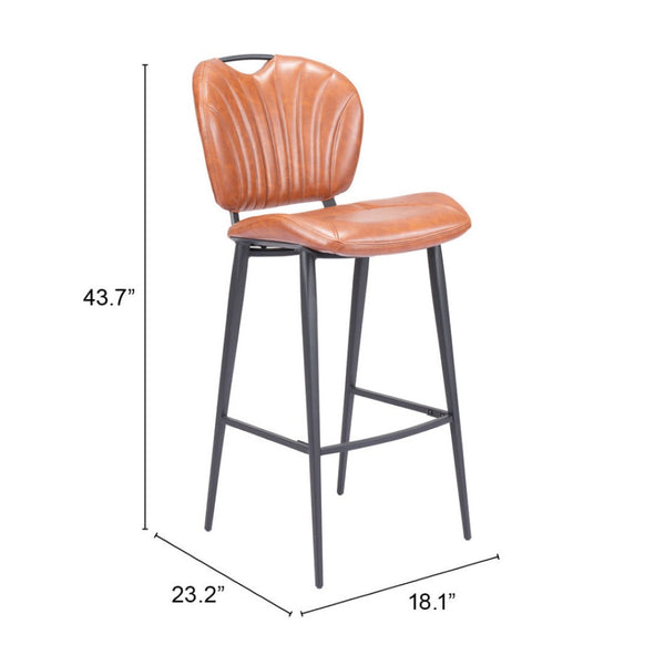 HomeRoots 30" Brown Faux Leather Bar Chair with Steel Frame – Stylish Low Back Design for Modern Spaces 555714