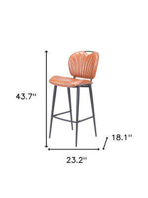 Homeroots 30" Brown And Black Faux Leather And Steel Low Back Bar Height Bar Chair   555714