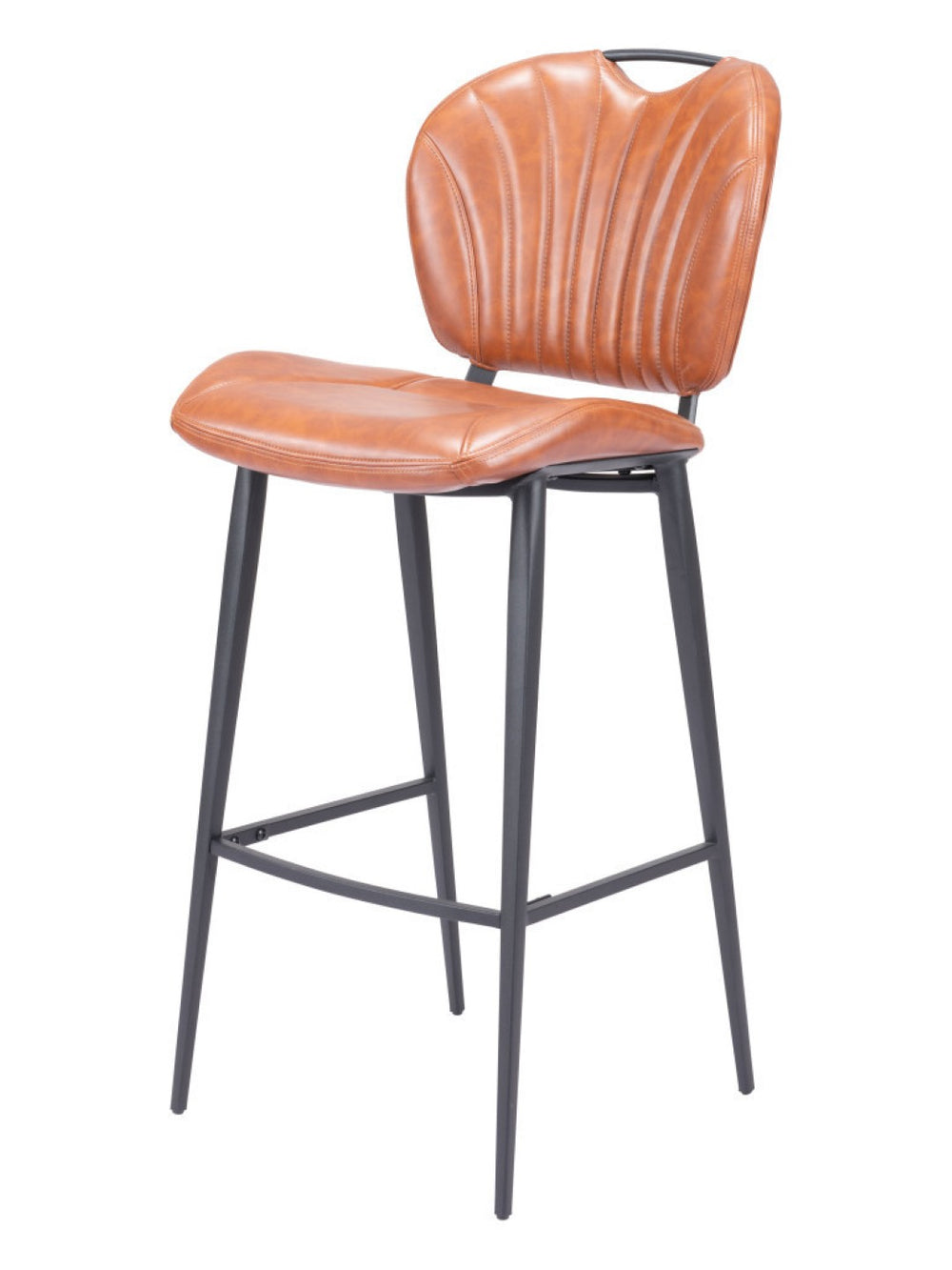 HomeRoots 30" Brown Faux Leather Bar Chair with Steel Frame – Stylish Low Back Design for Modern Spaces 555714