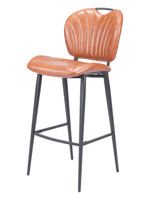 Homeroots 30" Brown And Black Faux Leather And Steel Low Back Bar Height Bar Chair   555714