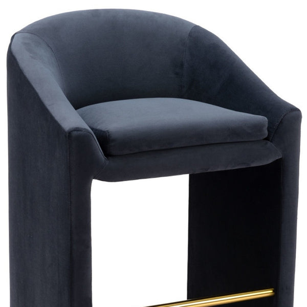 HomeRoots 26" Gray Velvet Counter Height Bar Chair with Gold Steel Frame - Stylish Comfort for Modern Spaces 555718