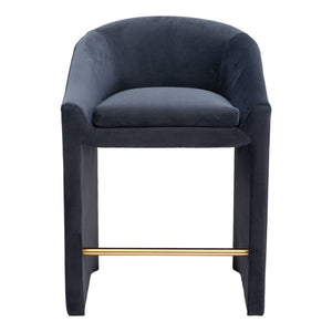 HomeRoots 26" Gray Velvet Counter Height Bar Chair with Gold Steel Frame - Stylish Comfort for Modern Spaces 555718