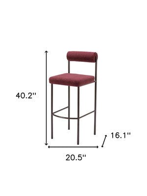 Homeroots Set Of Two 30" Red And Bronze Shearling And Steel Low Back Bar Height Bar Chairs   555720