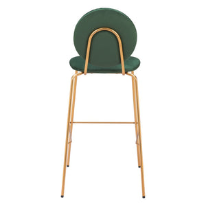 HomeRoots Set of Two Luxurious Green Velvet Bar Chairs with Gold Steel Frame for Stylish Comfort & Support 555726