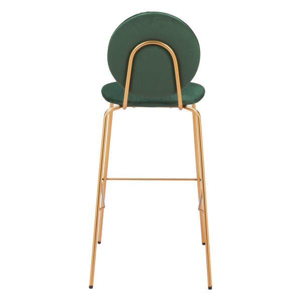 HomeRoots Set of Two Luxurious Green Velvet Bar Chairs with Gold Steel Frame for Stylish Comfort & Support 555726