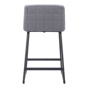 Homeroots Set Of Two 26" Gray And Black Fabric And Steel Counter Height Bar Chairs   555727