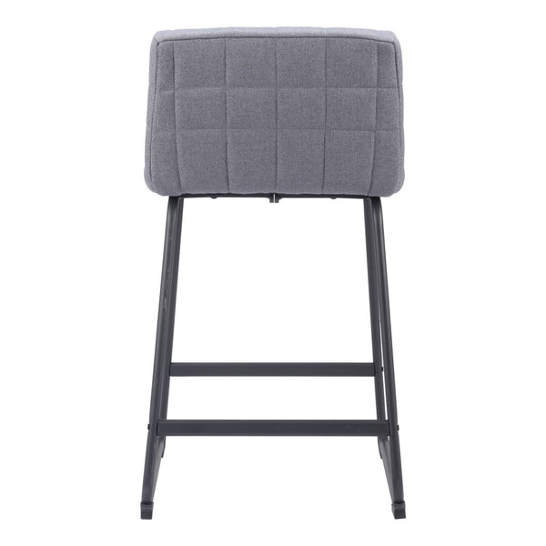 Homeroots Set Of Two 26" Gray And Black Fabric And Steel Counter Height Bar Chairs   555727