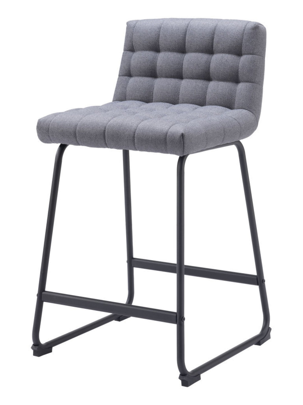 HomeRoots Set of Two Contemporary 26" Gray Fabric & Steel Counter-Height Bar Chairs for Stylish Comfort 555727
