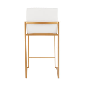 English Elm Contemporary High Back Upholstered Counter Stools with Steel Frame for Kitchen Island White B202P221947