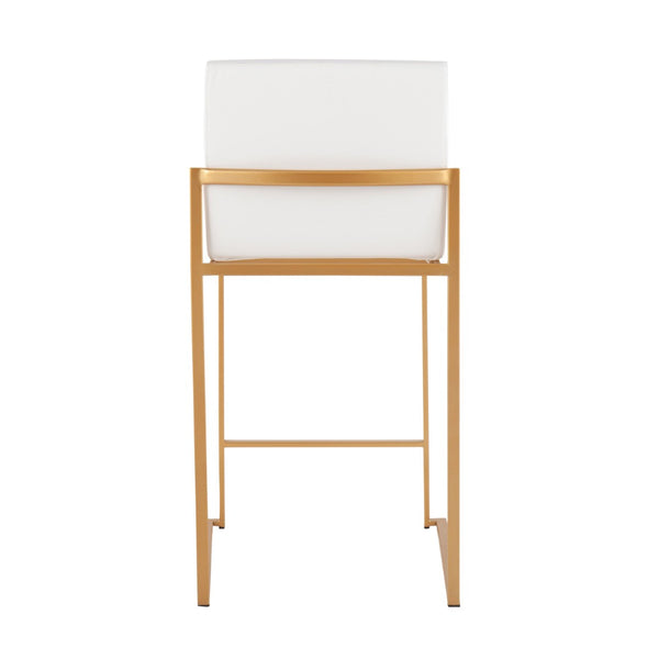 English Elm Contemporary High Back Upholstered Counter Stools with Steel Frame for Kitchen Island White B202P221947