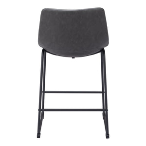 HomeRoots Set of Two Contemporary Charcoal Faux Leather Bar Chairs with Durable Steel Frame for Modern Spaces 555730