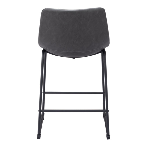 HomeRoots Set of Two Contemporary Charcoal Faux Leather Bar Chairs with Durable Steel Frame for Modern Spaces 555730