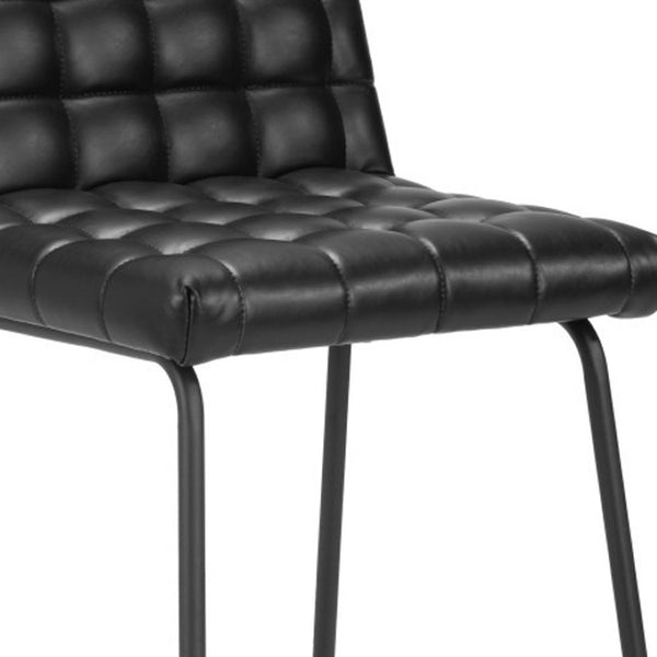 HomeRoots Set of Two Modern 26" Black Faux Leather & Steel Counter-Height Bar Chairs for Stylish Comfort 555731