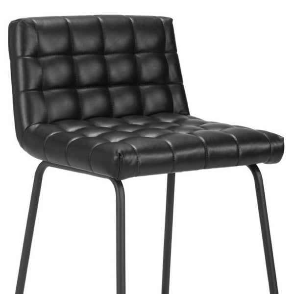 HomeRoots Set of Two Modern 26" Black Faux Leather & Steel Counter-Height Bar Chairs for Stylish Comfort 555731