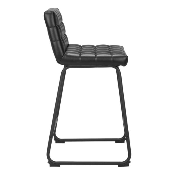 HomeRoots Set of Two Modern 26" Black Faux Leather & Steel Counter-Height Bar Chairs for Stylish Comfort 555731