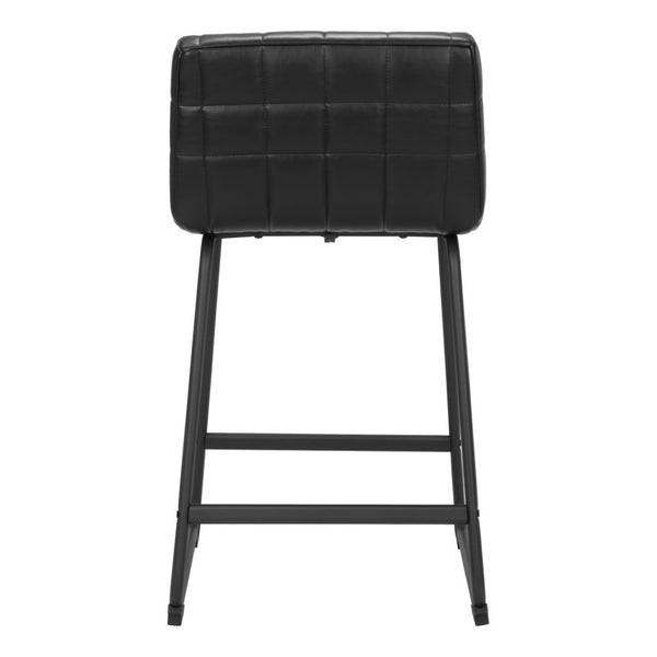 HomeRoots Set of Two Modern 26" Black Faux Leather & Steel Counter-Height Bar Chairs for Stylish Comfort 555731