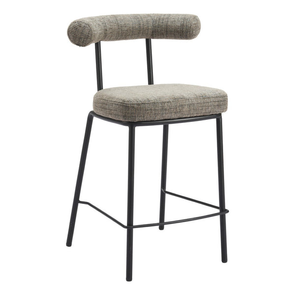 HomeRoots 26" Green and Black Chenille Counter Height Bar Chair with Steel Frame, Modern Ergonomic Design 555732