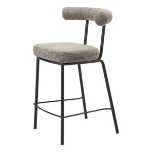 HomeRoots 26" Green and Black Chenille Counter Height Bar Chair with Steel Frame, Modern Ergonomic Design 555732