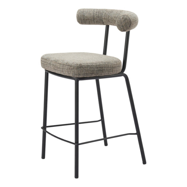 HomeRoots 26" Green and Black Chenille Counter Height Bar Chair with Steel Frame, Modern Ergonomic Design 555732