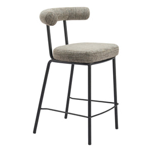 HomeRoots 26" Green and Black Chenille Counter Height Bar Chair with Steel Frame, Modern Ergonomic Design 555732