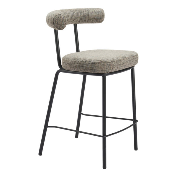 HomeRoots 26" Green and Black Chenille Counter Height Bar Chair with Steel Frame, Modern Ergonomic Design 555732