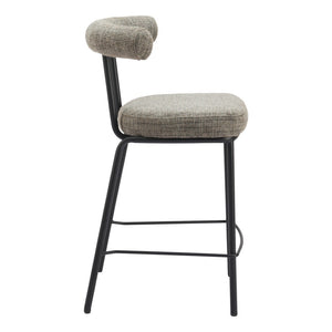 HomeRoots 26" Green and Black Chenille Counter Height Bar Chair with Steel Frame, Modern Ergonomic Design 555732