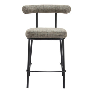 HomeRoots 26" Green and Black Chenille Counter Height Bar Chair with Steel Frame, Modern Ergonomic Design 555732