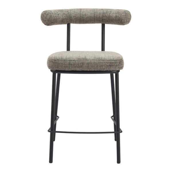 HomeRoots 26" Green and Black Chenille Counter Height Bar Chair with Steel Frame, Modern Ergonomic Design 555732