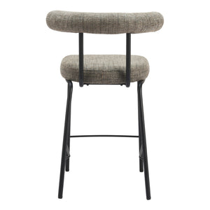 HomeRoots 26" Green and Black Chenille Counter Height Bar Chair with Steel Frame, Modern Ergonomic Design 555732