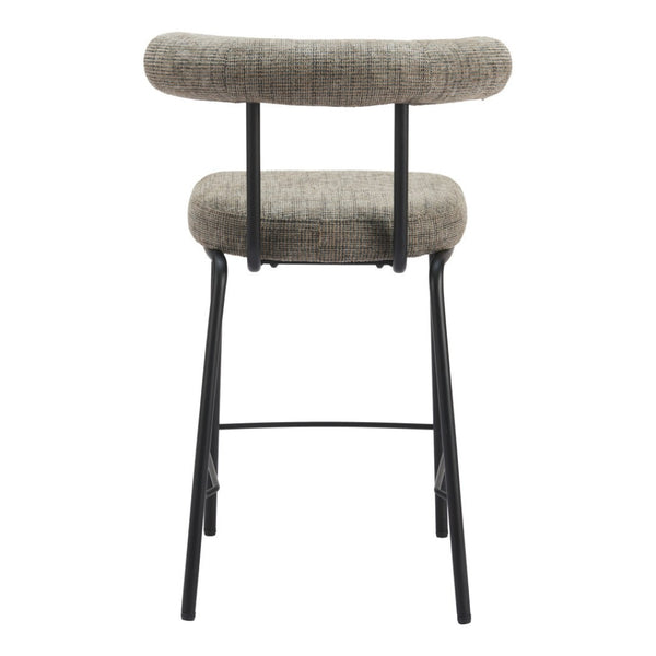 HomeRoots 26" Green and Black Chenille Counter Height Bar Chair with Steel Frame, Modern Ergonomic Design 555732